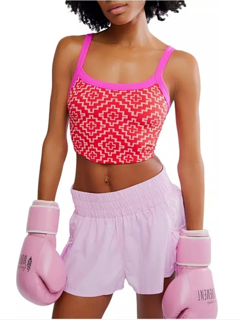 FP Movement All Clear Jacquard Cami In Fuschia Flirt Geo Combo, NWT